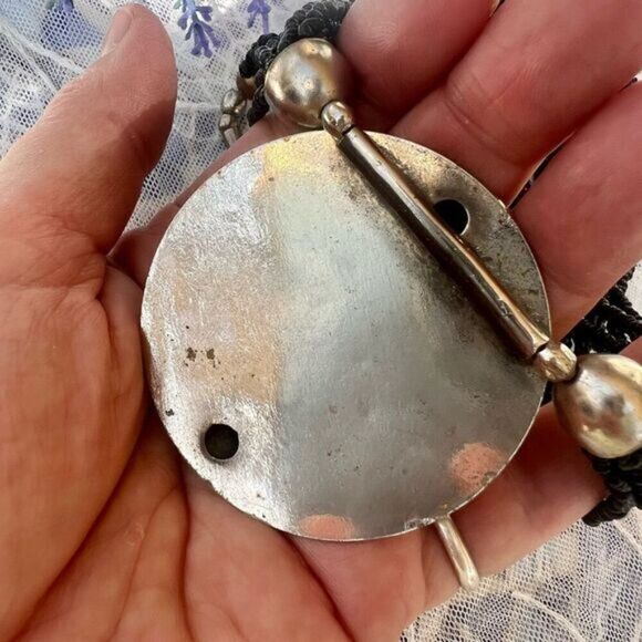 Vintage Multi-strand Tibetan/Nepalese Black Onyx Stone Bead Necklace - Picture 9 of 12